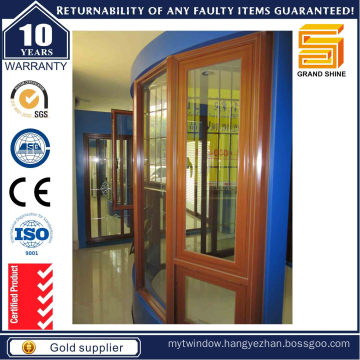 Wooden Grain Aluminum Double Glazed Casement Windows